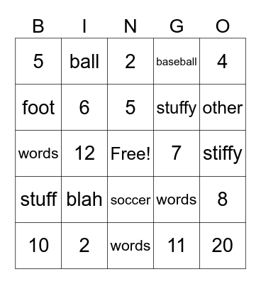 Football Bingo Card