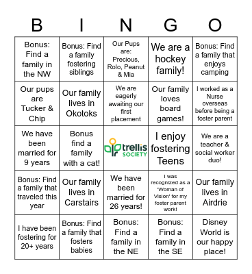 Family Bingo Card