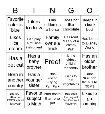 Panther Time Bingo Card