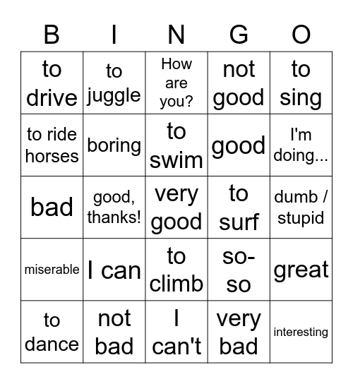 1/2 Kombi Bingo Card