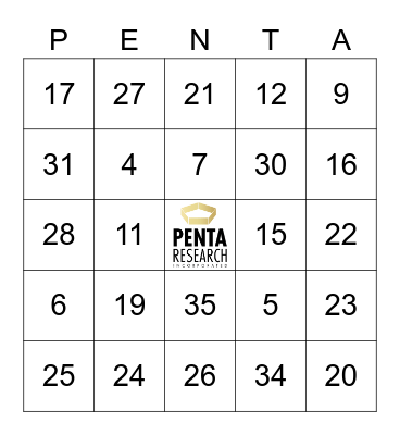 Penta Christmas Party Bingo Card