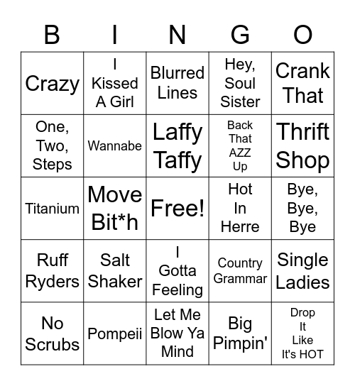 2000's Music Bingo Card