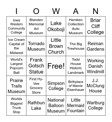 IOWA BINGO Card