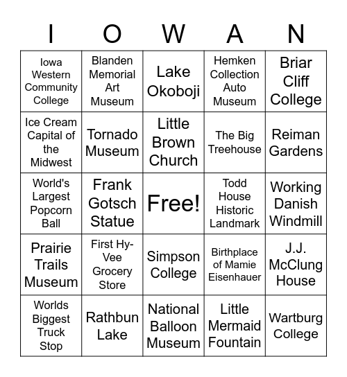 IOWA BINGO Card