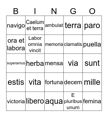 Review Bingo Card