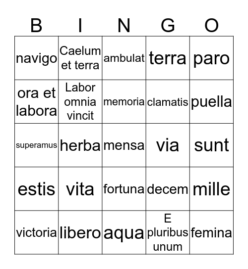 Review Bingo Card