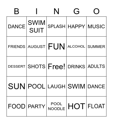 POOL PARTY BINGO Card
