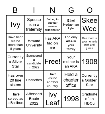 PHI OMEGA OMEGA Bingo Card