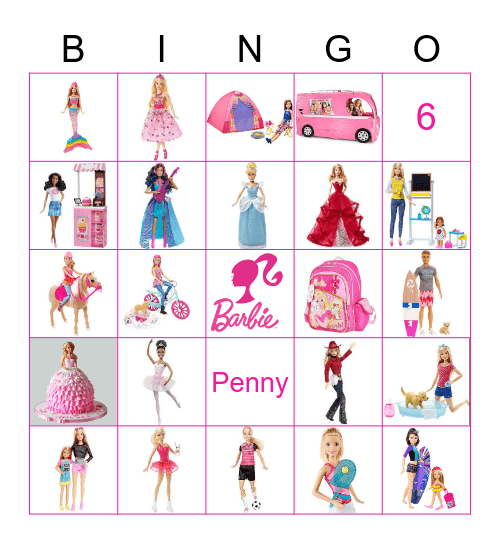 BARBIE BINGO for Paige's 5th Birthday! Bingo Card
