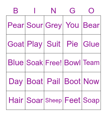 WORD PRACTICE Bingo Card
