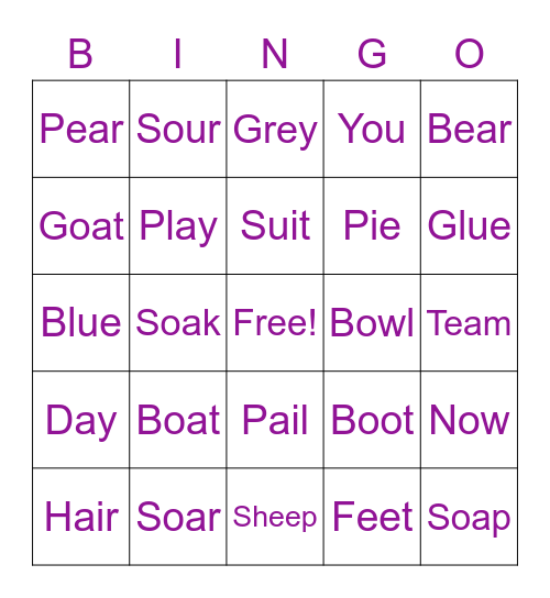 WORD PRACTICE Bingo Card