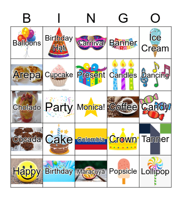 Monica's Birthday Bingo Card