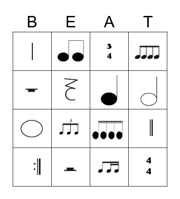 Rhythm Bingo - Junior! Bingo Card
