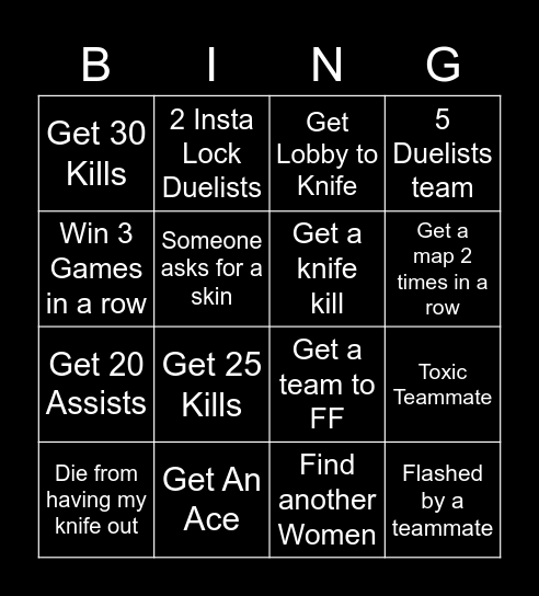 Valorant Bingo Card