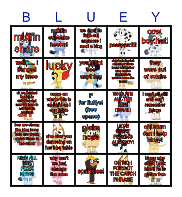 Bluey Bingo! Bingo Card
