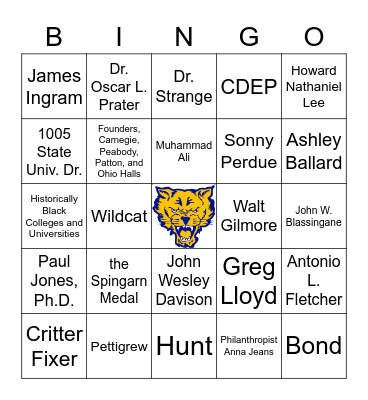 WILDCAT Bingo Card