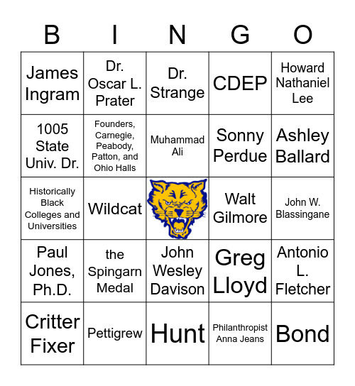 WILDCAT Bingo Card