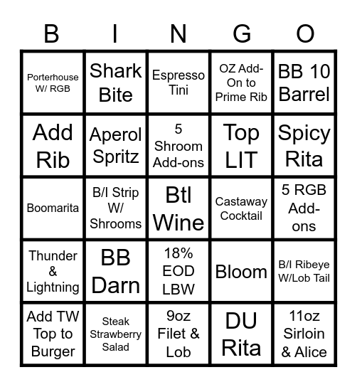Dingo Bingo Card