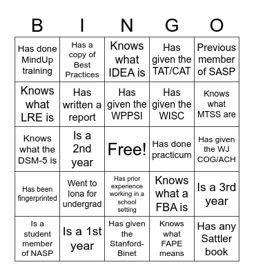 Iona Bingo Card