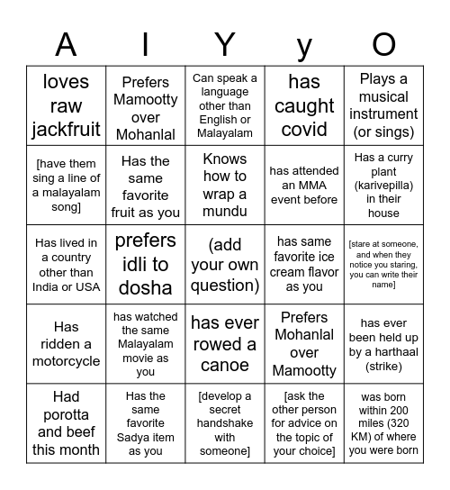 You can put someone's name on twice Bingo Card