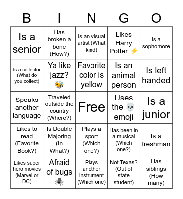 UpFront Bingo Card