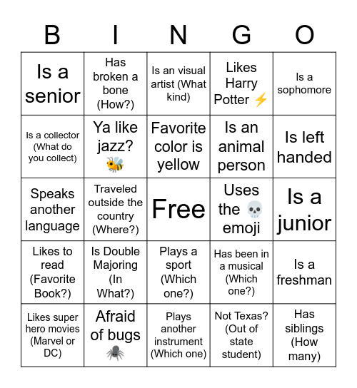 UpFront Bingo Card