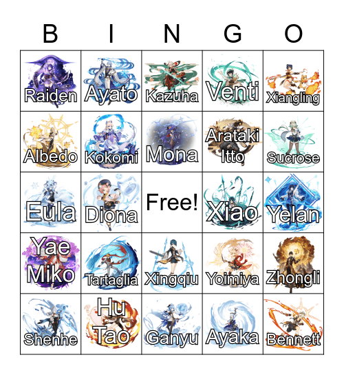 Genshin Bingo Card