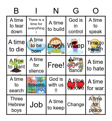 Seasons ( Ecclesiastes chp 3) Bingo Card