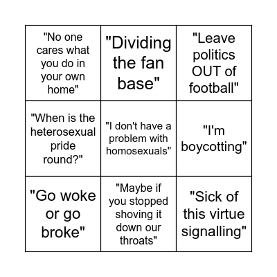 Pride Round Comments Bingo Card