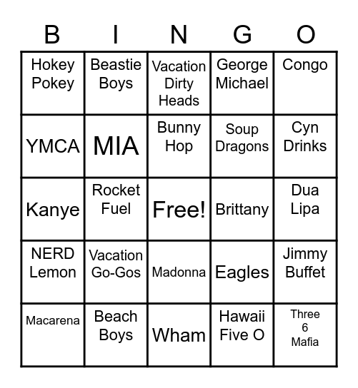 Music Bingo Card