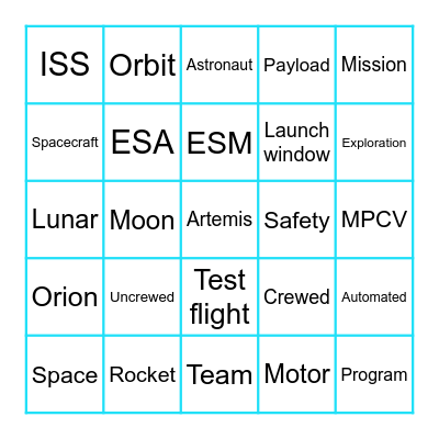 Artemis I Launch Bingo Card