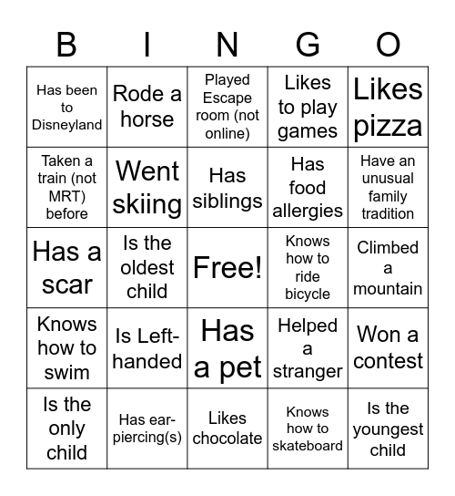 CG Bingo Card