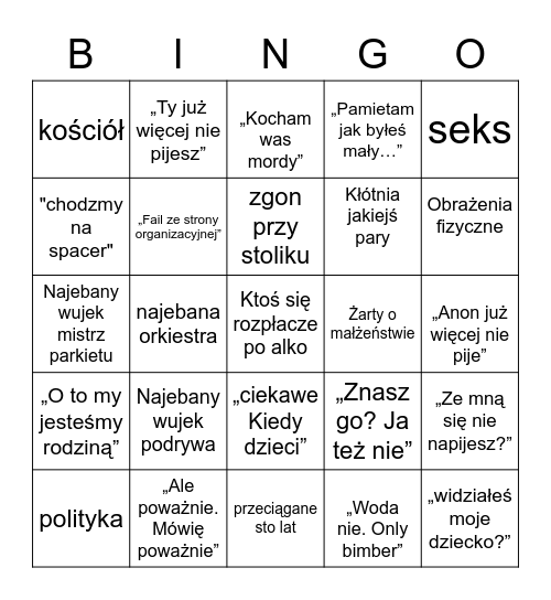 Parkoszanka Bingo Card