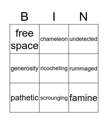 Unit 1 Week 4 Bingo Card