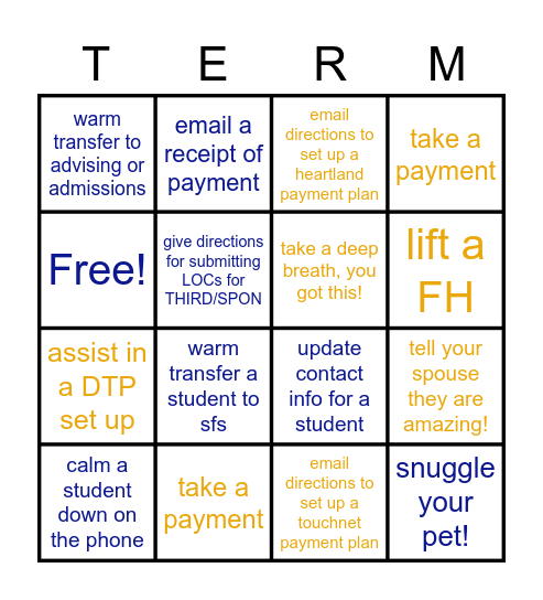 Term Start Bingo- Credit Bingo Card