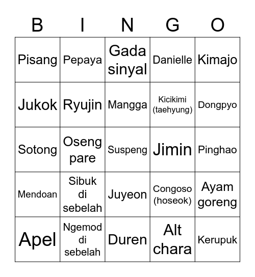 Oren Bingo Card
