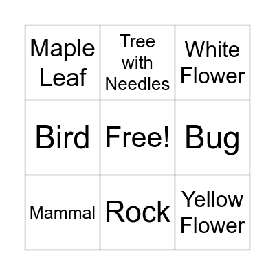 Nature Bingo! Bingo Card