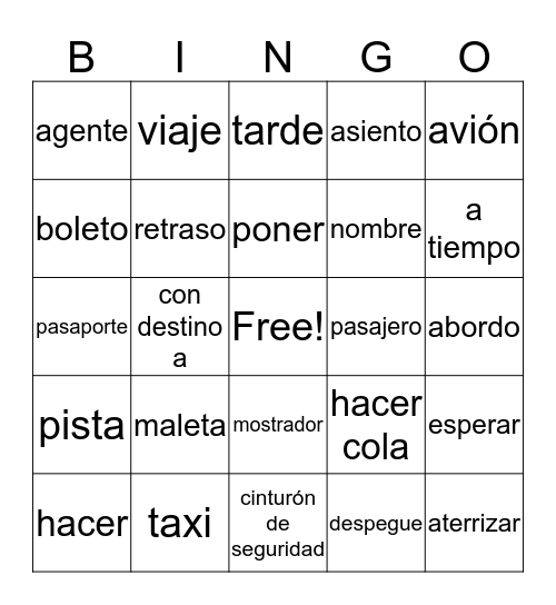 ASD 2 Capitulo 1 - En Avion Bingo Card