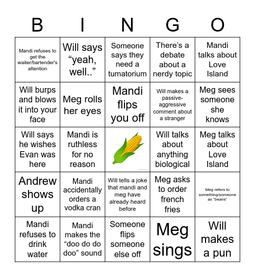 Bar Crawl 2022 Bingo Card