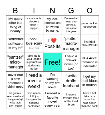 novelist ice breaker bingo Card