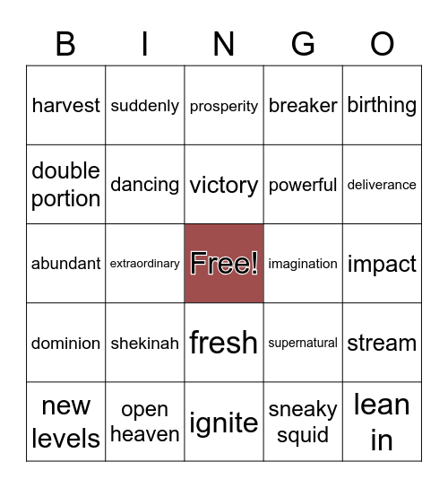 Fighting for the Faith Prophecy Bingo Card