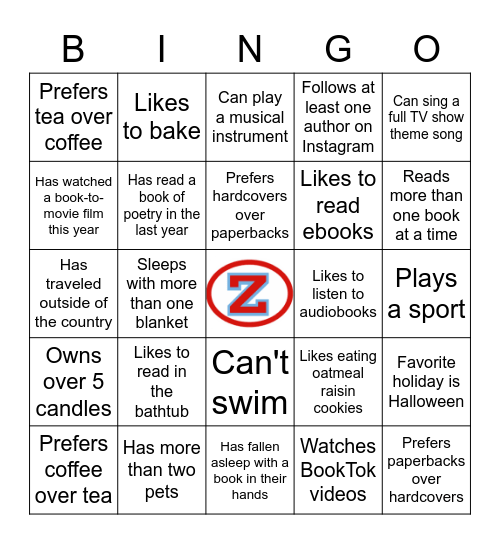 ZHS Book Club Bingo Card