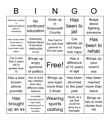 Red flag bingo Card
