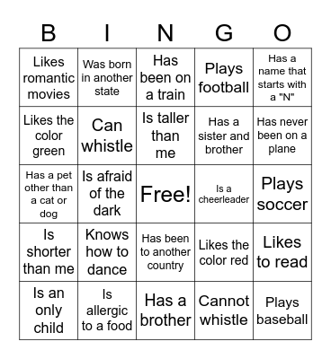 Get to Know You BINGO Card