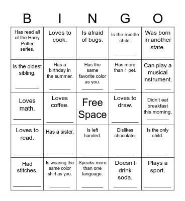 Find Someone Who... Bingo Card