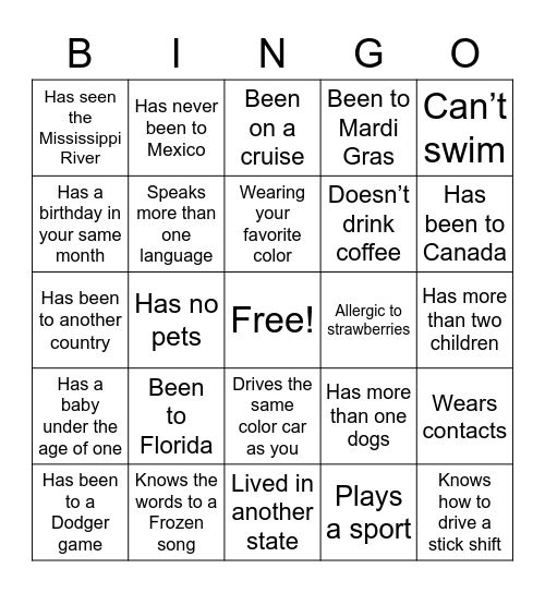 Mom’s 80th Bingo Card