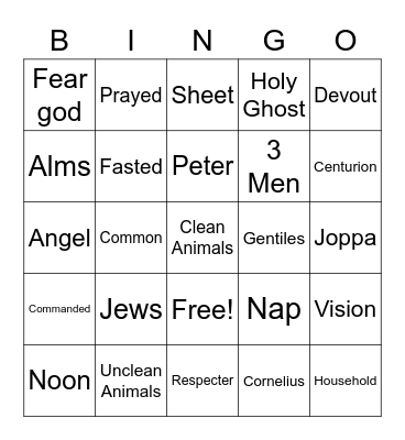 Cornelius Bingo Card