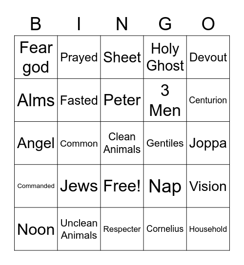 Cornelius Bingo Card