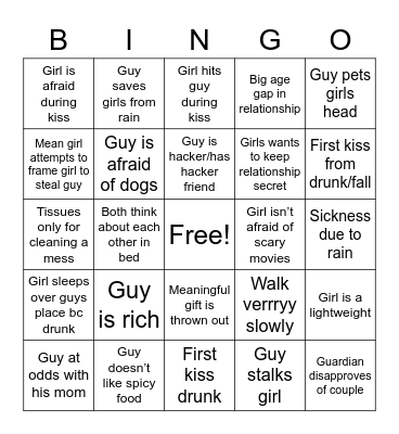 Chinese Drama Bingo Card