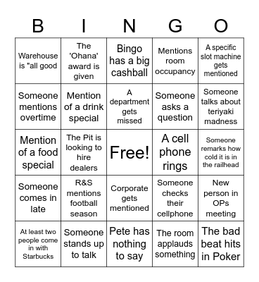 OPs Bingo Card